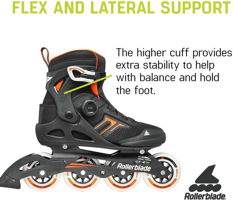 ROLLERBLADE Macroblade 90 BOA Men's Adult Fitness Inline Skate, Black and Orange - Image 3